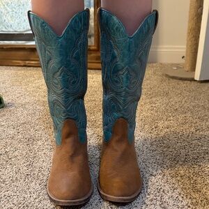 Brown and Teal Cowboy Boots